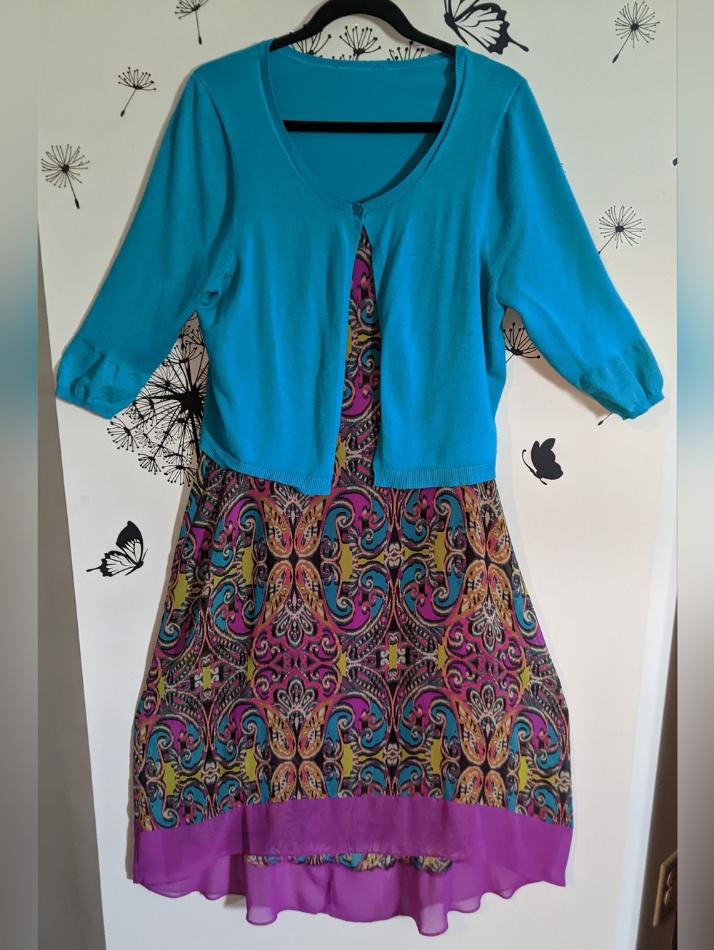 Lane Bryant Purple Paisley High-Low Dress